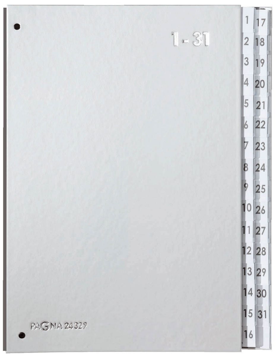 Pultordner Color-Einband - Tabe 1 - 31, 32 Fächer, silber