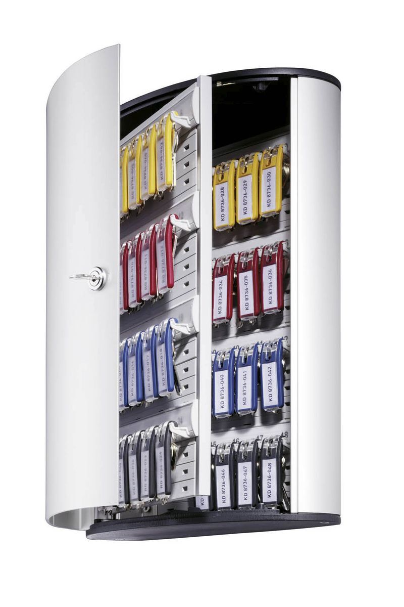 Schlüsselkasten KEY BOX - 48 Haken, mit Zylinderschloss und Panel, grau