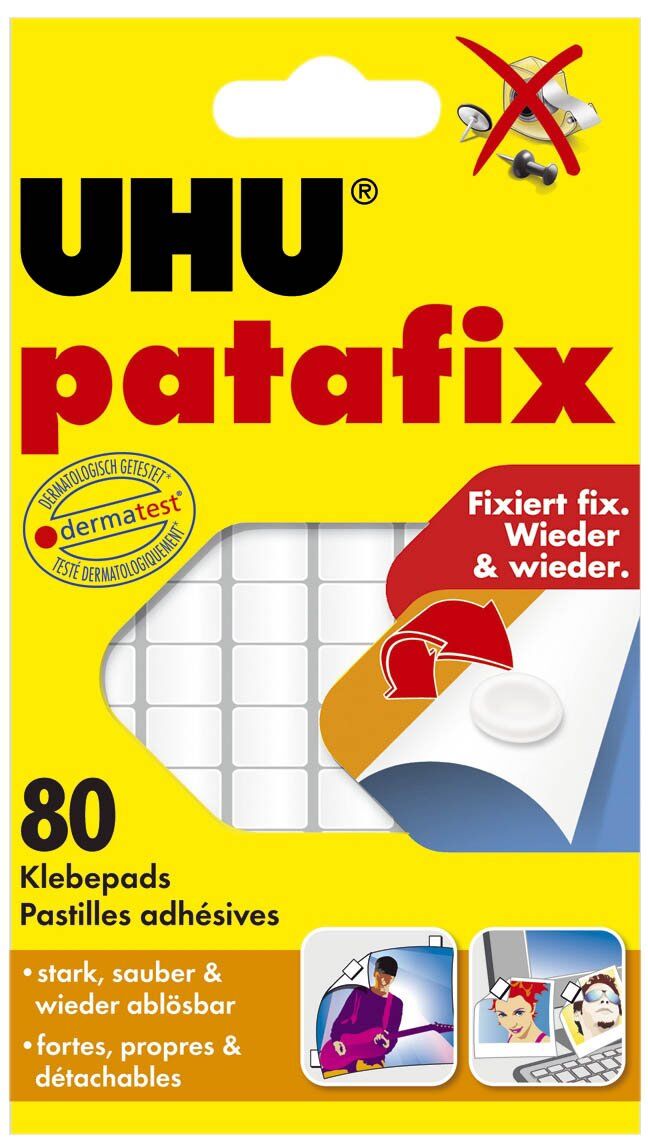 Klebestücke patafix Original - 80 Stück, weiß, ablösbar