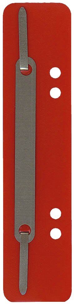 Heftstreifen Kunststoff, kurz - Deckleiste aus Metall, rot, 25 Stück