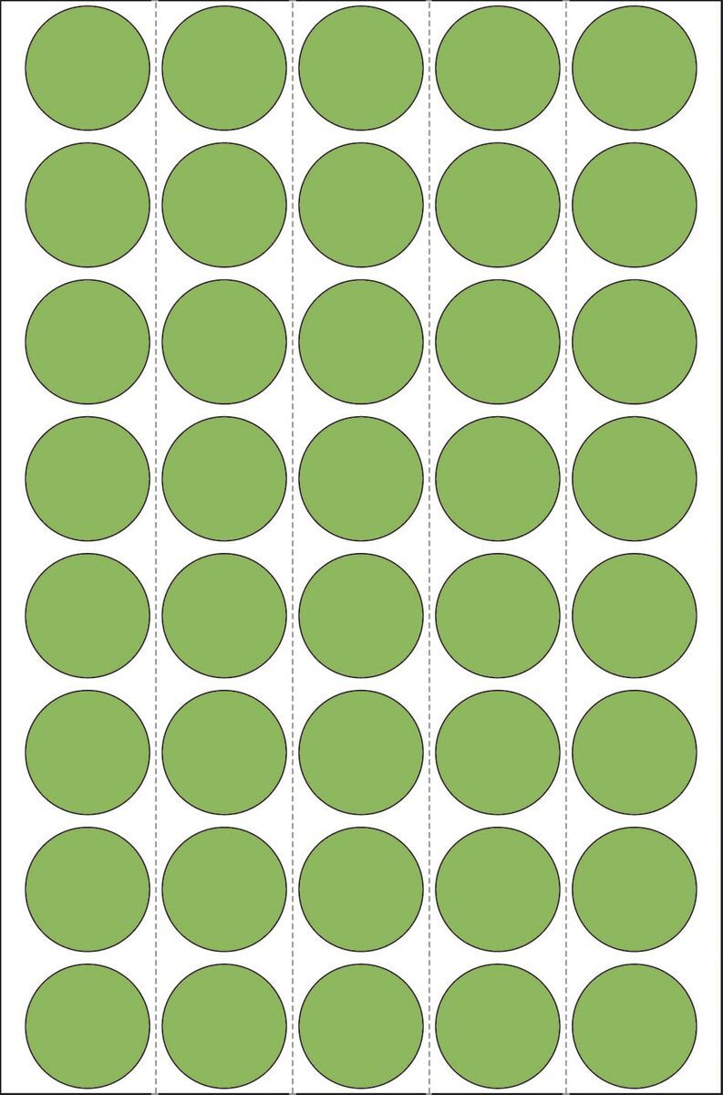 2255 Vielzwecketiketten - grün, Ø 19 mm, matt, Trägerpapier perforiert, 1280 Stück