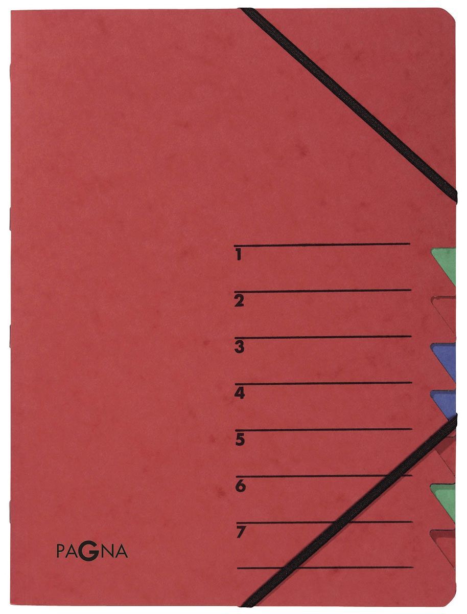 Ordnungsmappe EASY - 7 Fächer, A4, Pressspan, 265 g/qm, rot