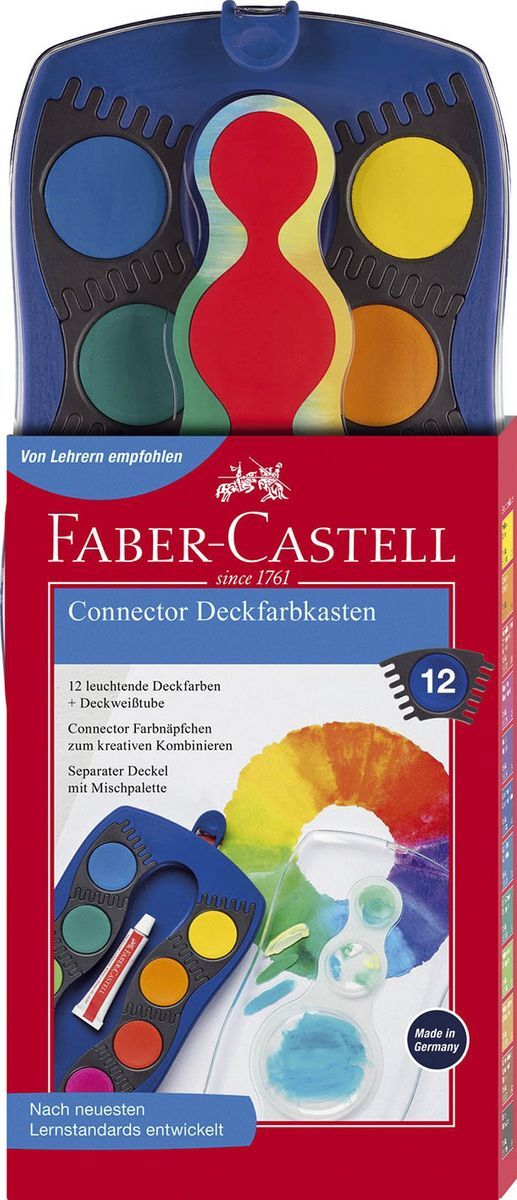 CONNECTOR Farbkasten - 12 Farben, inkl. Deckweiß, blau