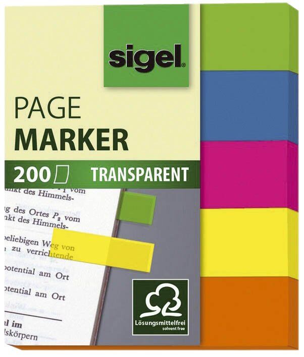 Page Marker Folie - 50 x 12 mm, sortiert, 5x 20 Streifen