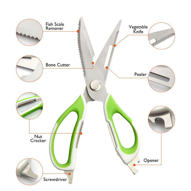 MR. ROBINSON Scheren Set - Allzweckschere Küchenschere mit vielen Funktionen - Kräuterschere mit 5fach Klinge - Geflügelschere mit Knochenbrecher - Hochwertiges Scherenset auch für Linkshänder