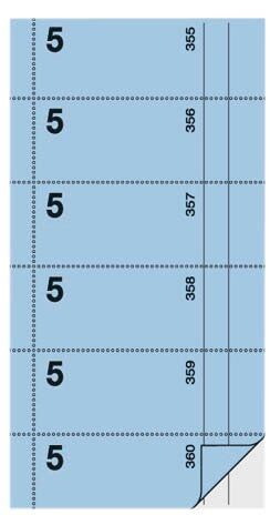 Bonbuch - Kellner-Nr. 5 , 360 Abrisse,  BL, hellblau, 105x200 mm, 2 x 60 Blatt