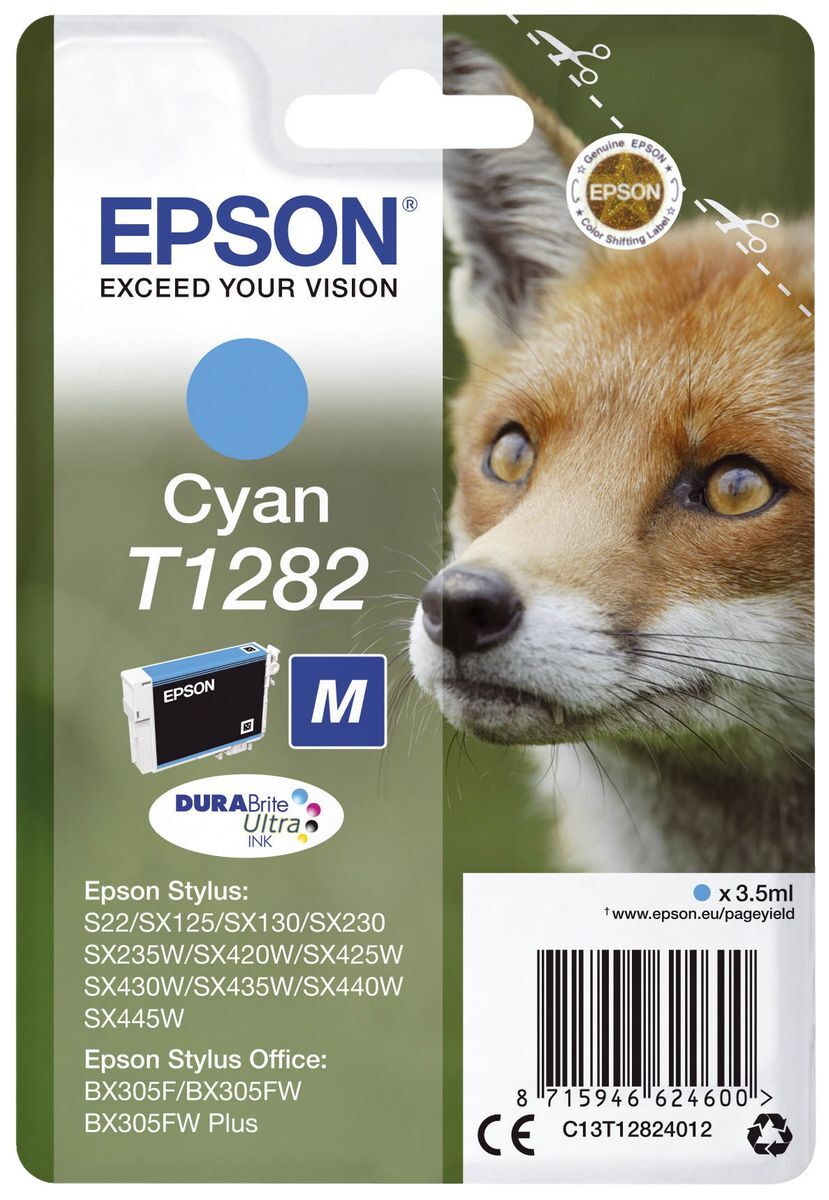 Original Epson Tintenpatrone cyan (C13T12824012,T1282,T12824012)