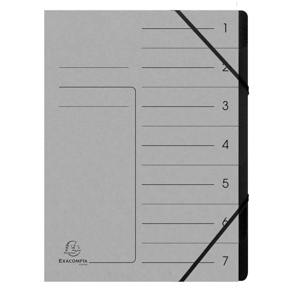 Ordnungsmappe - 7 Fächer, A4, Colorspan-Karton, grau