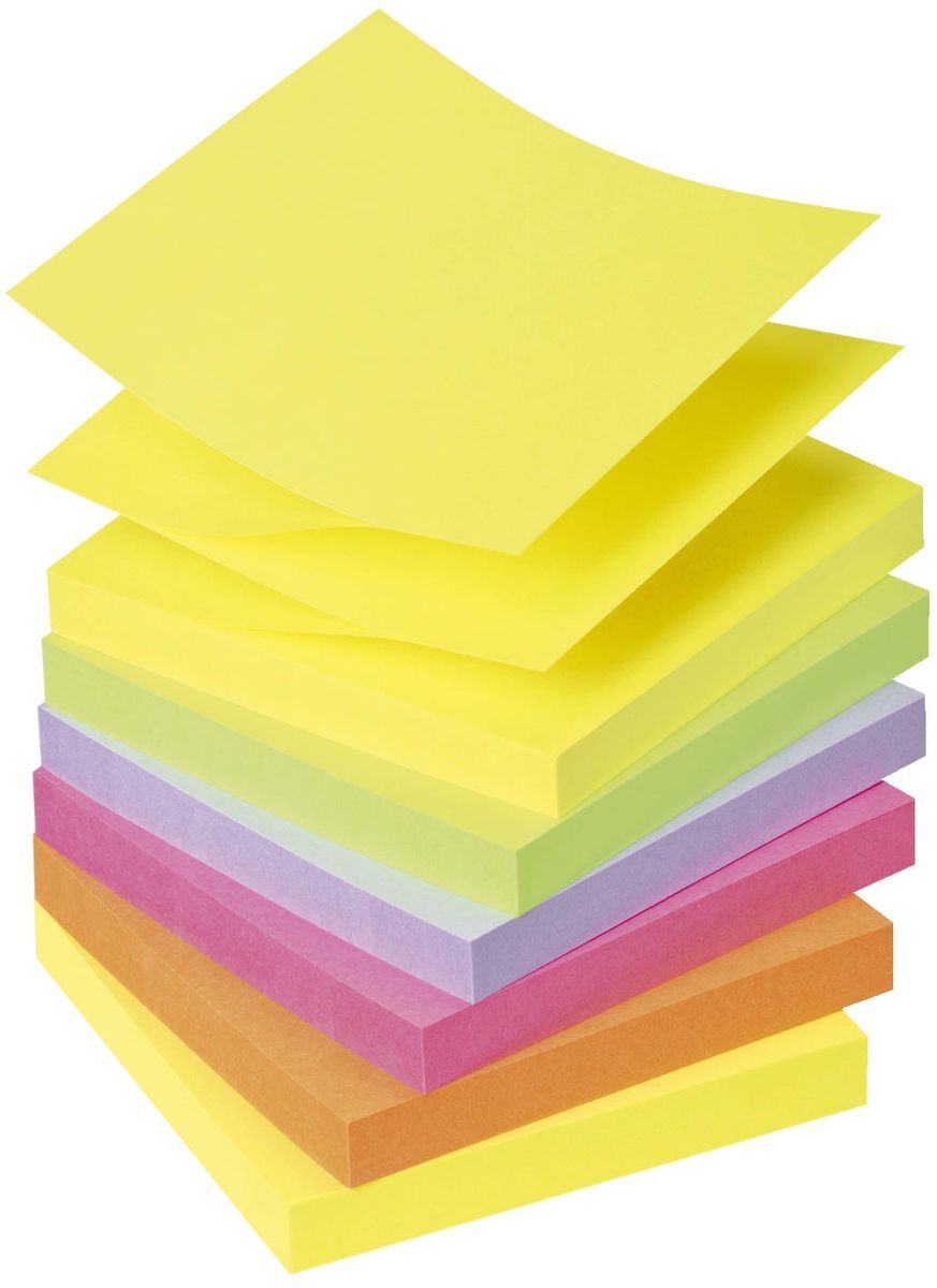 Haftnotiz Z-Notes Neon - 76 x 76 mm, neonfarben, 6x 100 Blatt