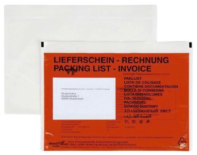 Begleitpapiertaschen mit Aufdruck Lieferschein - Rechnung, C5, 250 Stück