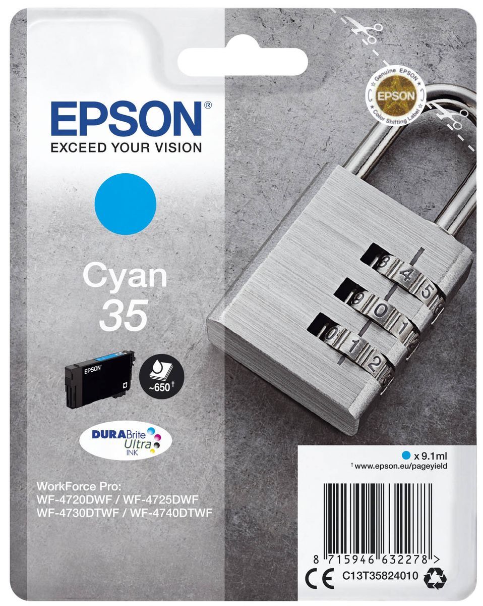 Original Epson Tintenpatrone cyan (C13T35824010,T358240,35,T3582,T35824010)