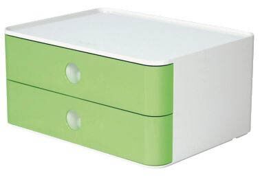 SMART-BOX ALLISON Schubladenbox - stapelbar, 2 Laden, snow white/lime green