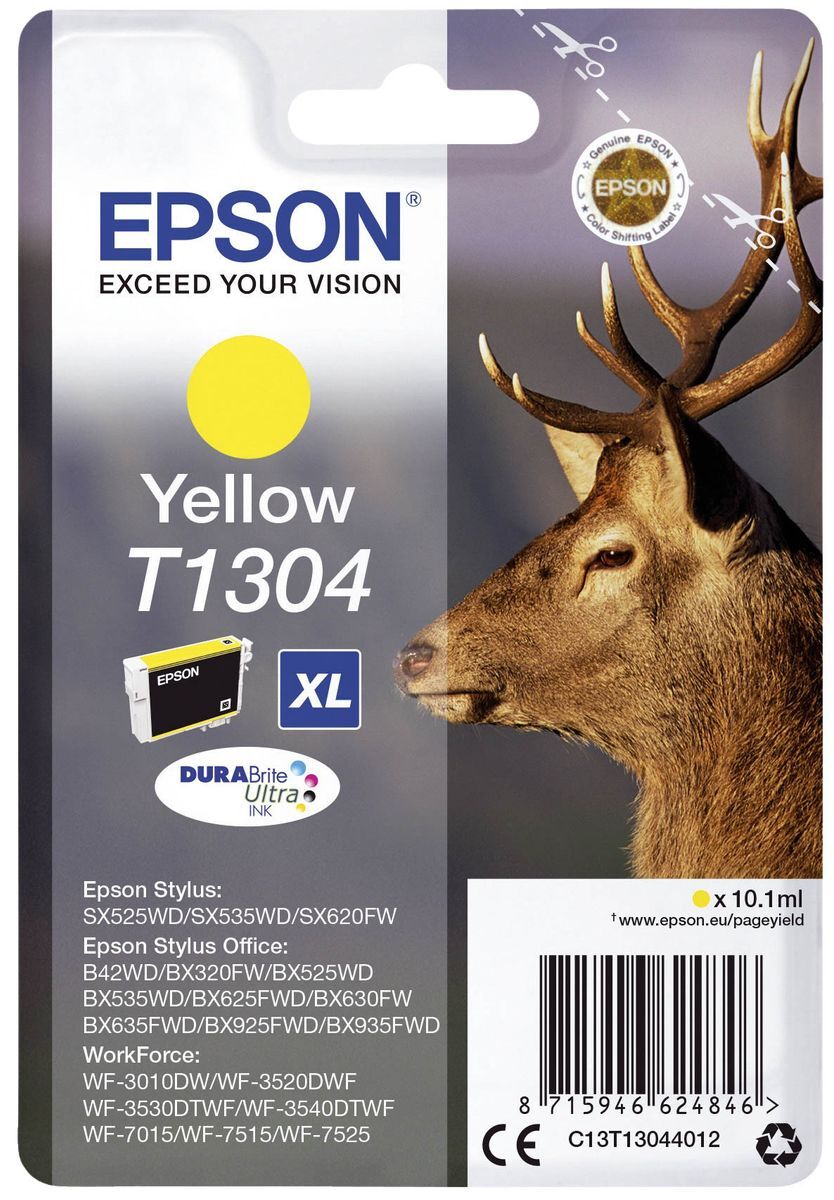 Original Epson Tintenpatrone gelb XL (C13T13044012,T1304,T13044012)