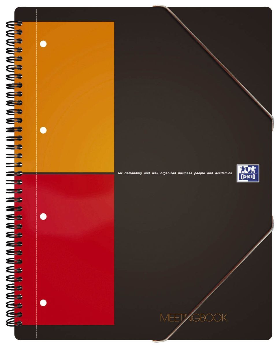 International Meetingbook - 2 in 1 Block und Gummizugmappe, A4+, kariert, 80 Blatt, grau