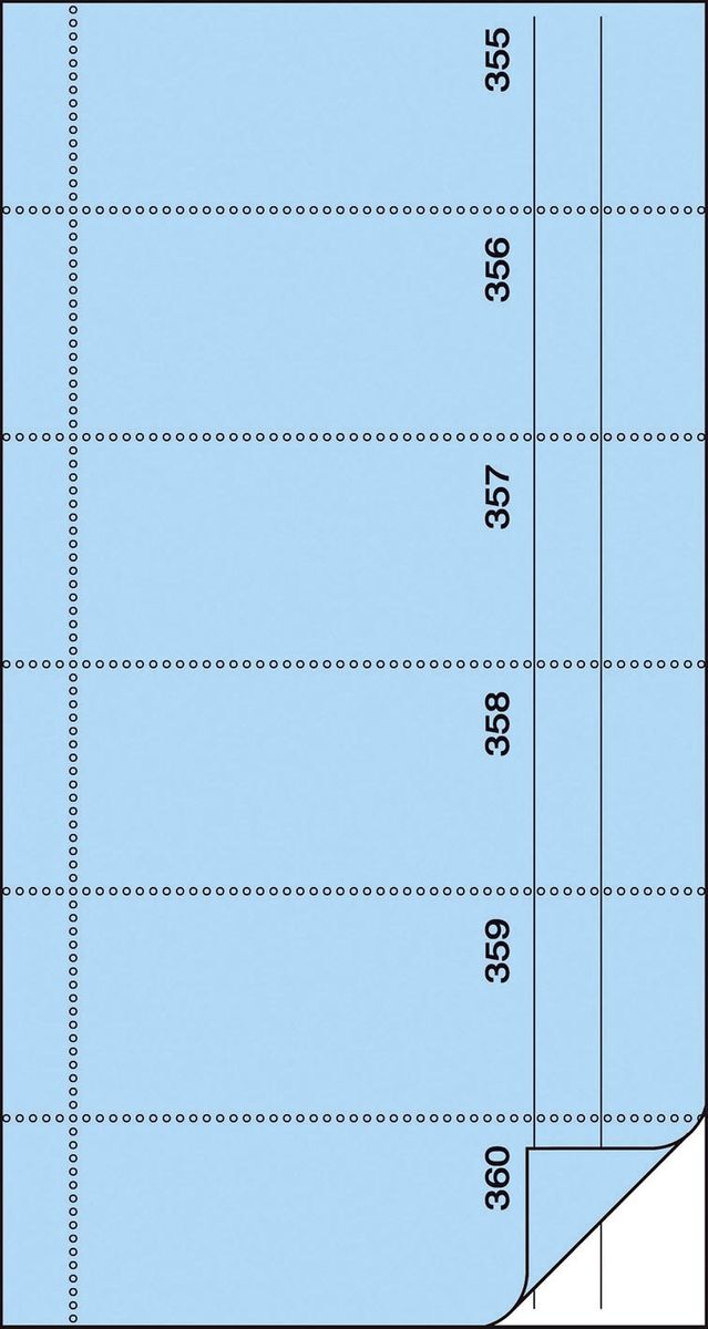 Bonbuch - o. Kellner-Nr., 360 Abrisse, SD, hellblau, 105x200 mm, 2 x 60 Blatt