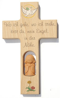 Kinderkreuz  "wo ich gehe" - Holz, 20 cm