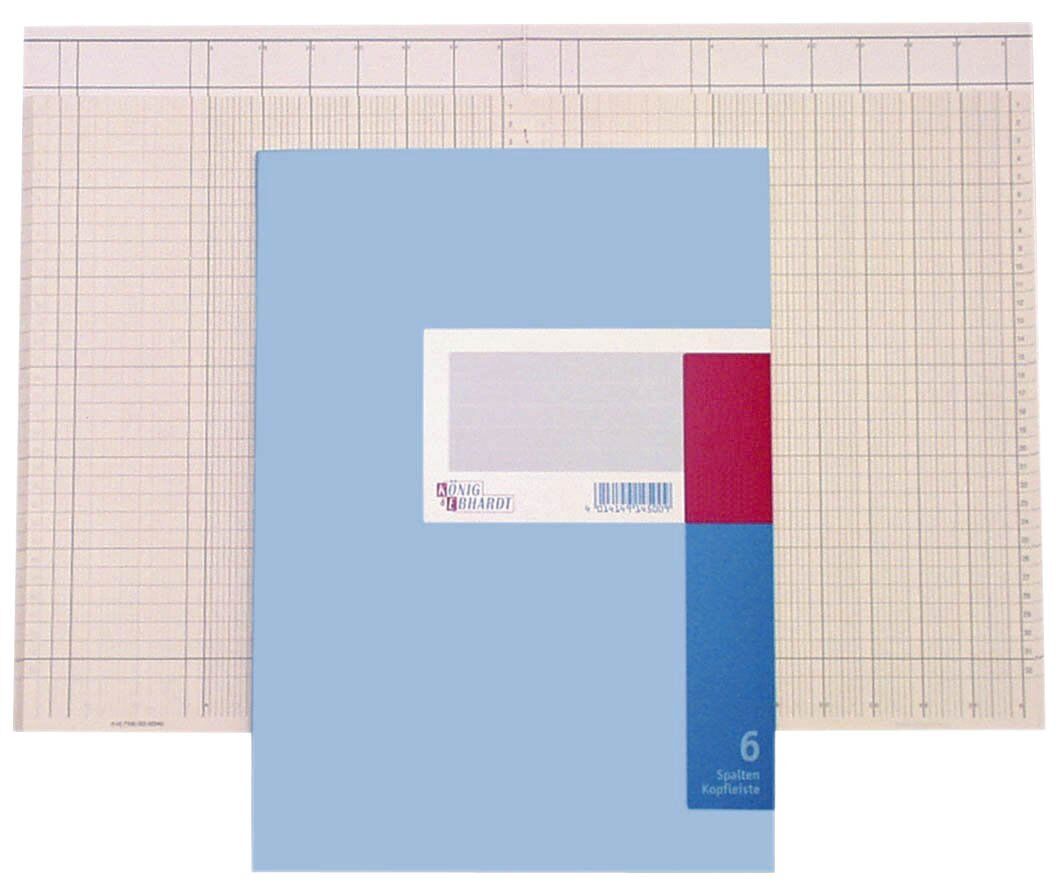 Spaltenbuch Kopfleisten-Ausführung - A4, 6 Spalten, 40 Blatt, Schema über 1 Seite