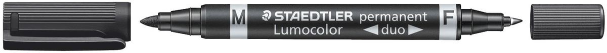 Permanentmarker Lumocolor® duo - nachfüllbar, 0,6 mm und 1,5 mm, schwarz