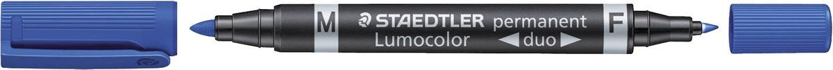 Permanentmarker Lumocolor® duo - nachfüllbar, 0,6 mm und 1,5 mm, blau