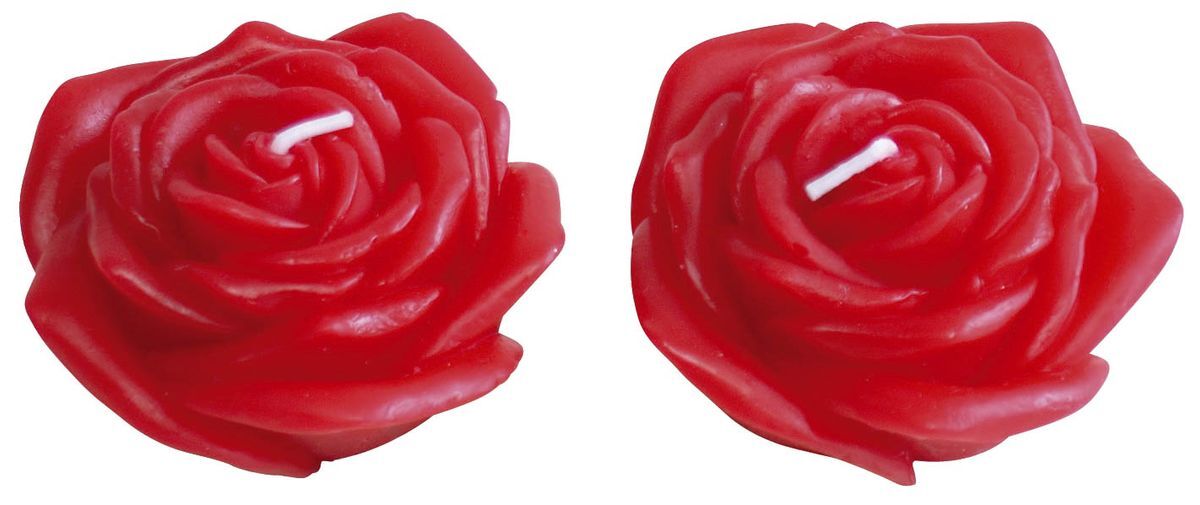 Kerze - Rose, Ø 7 cm, 2 Stück, rot