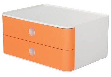 SMART-BOX ALLISON Schubladenbox - stapelbar, 2 Laden, snow white/apricot orange