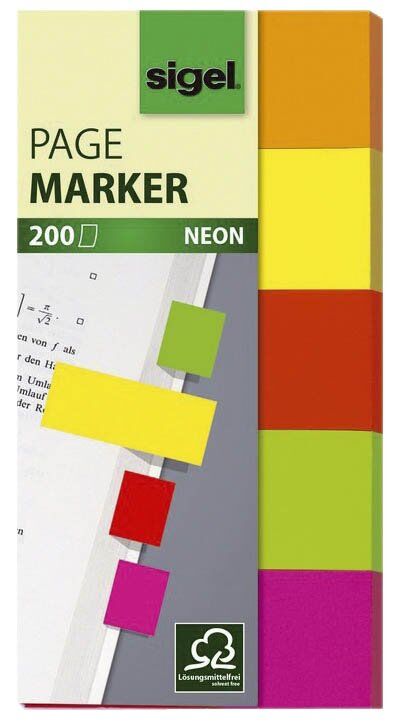 Page Marker Neon - 50 x 20 mm, sortiert, 5x 40 Streifen
