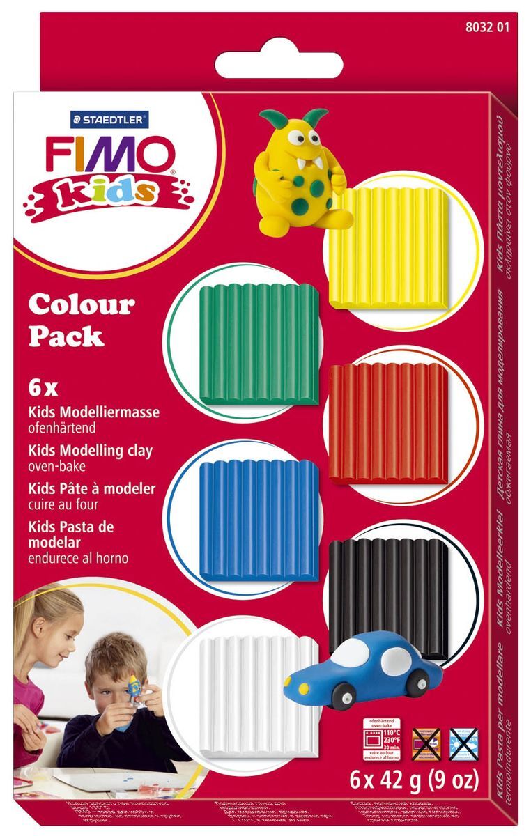 Modelliermasse FIMO kids Colour pack - basic, Kunststoff, 6 x 42g
