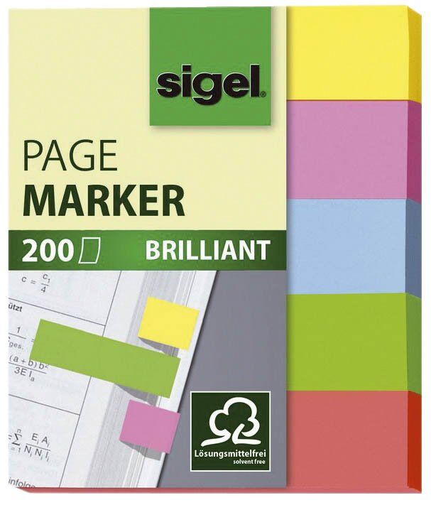 Page Marker Brillant - 50 x 12 mm, sortiert, 5x 20 Streifen