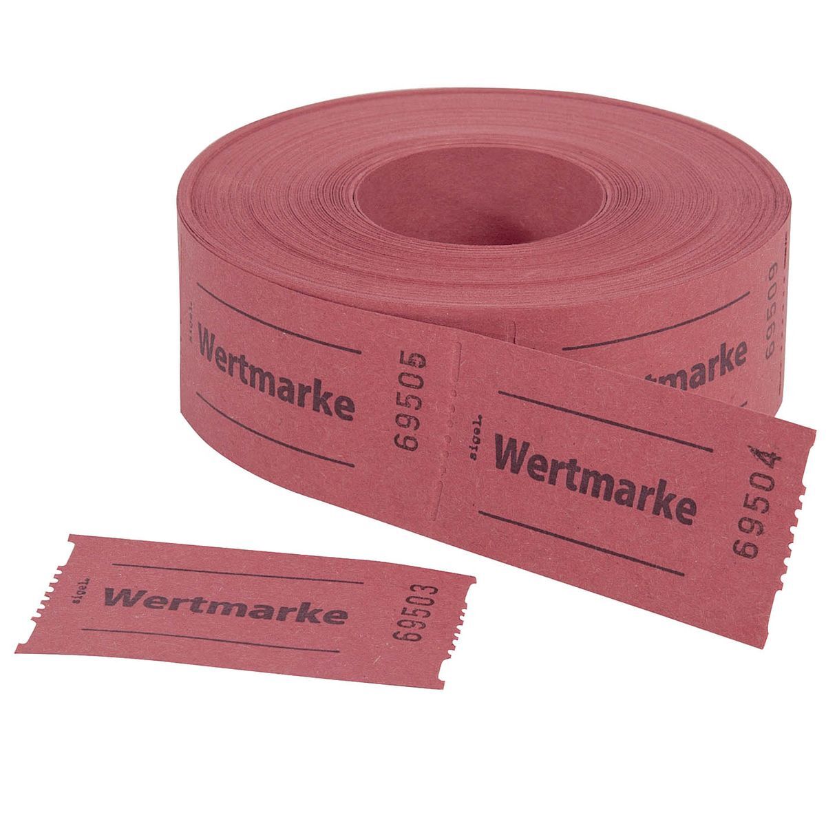 Gutscheinmarken-Rollen »Wertmarke« - rot, fortlaufend nummeriert, 60x30 mm, 500 Stück
