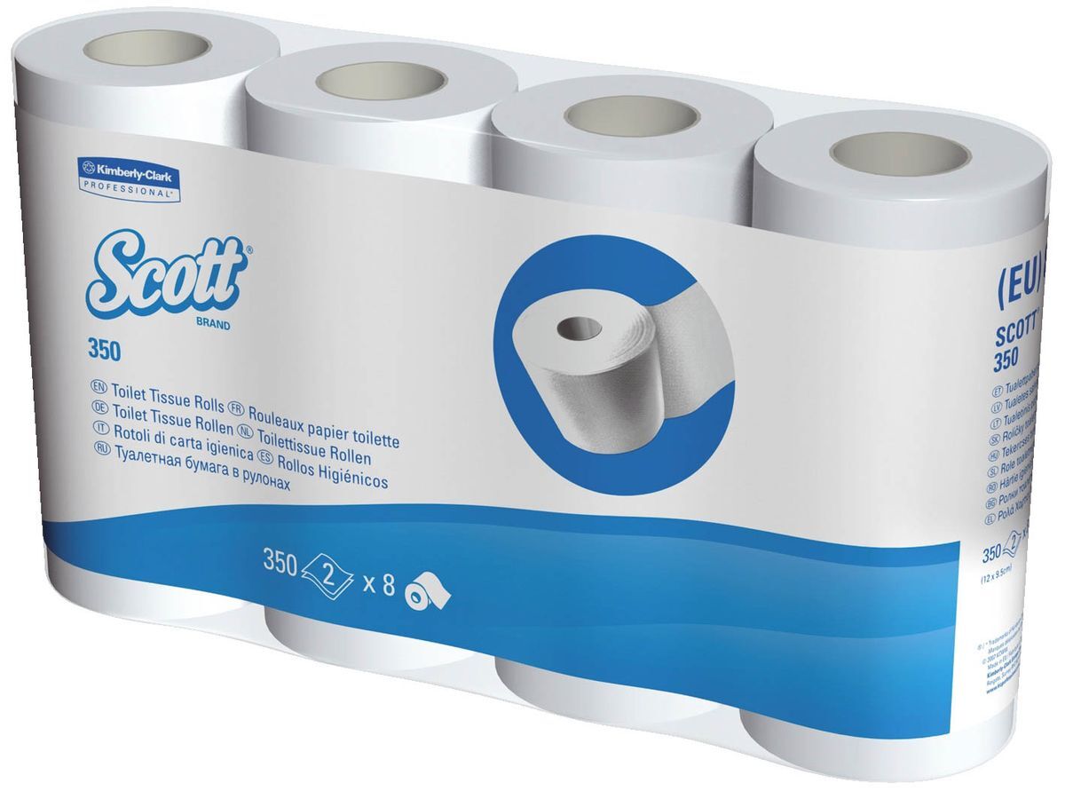 Kleinrollen Toilet Tissue - 2-lagig, Mikroprägung, hochweiß, Rolle mit 350 Blatt, 8 Rollen pro Pack