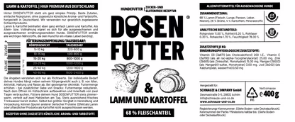 Schnauze & Co Hundefutter Lamm mit Kartoffel 6x
