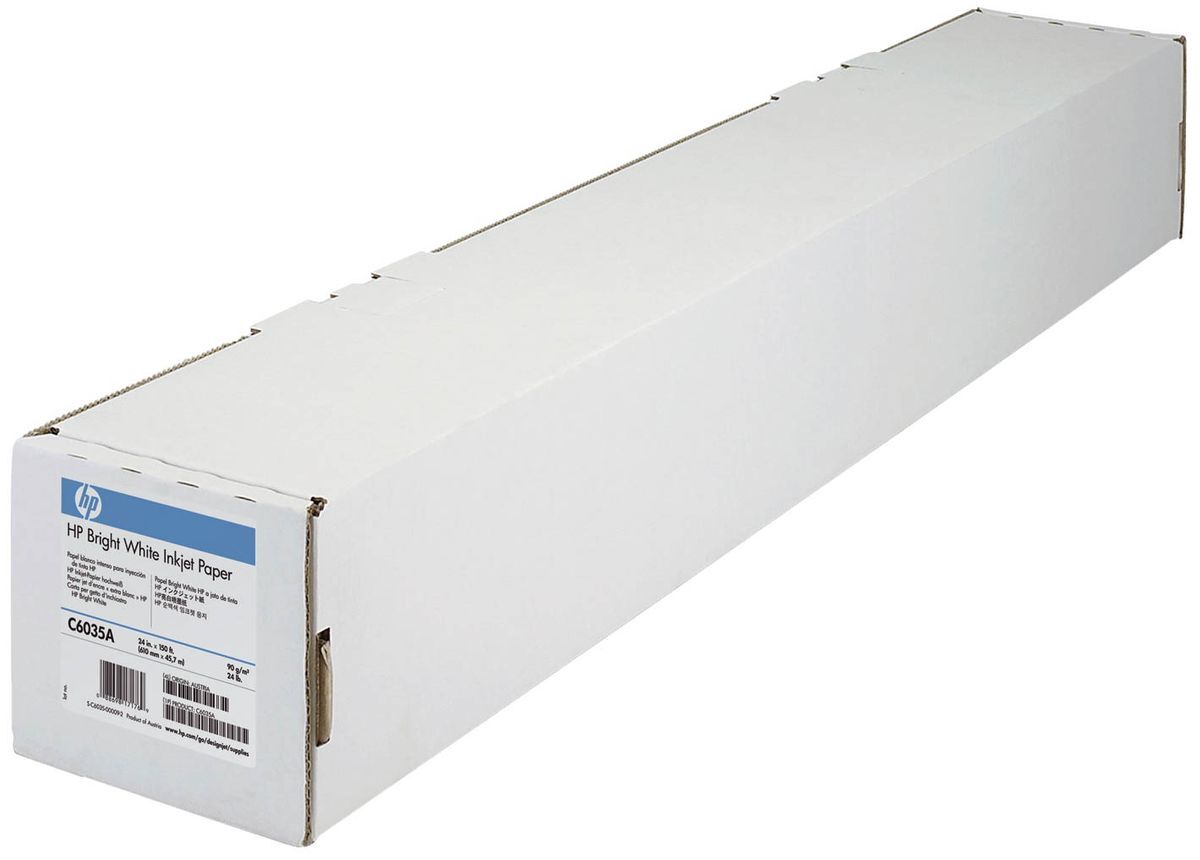 Designjet Plotterpapier Bright White - 610 mm x 45,7 m, 90 g/qm, Kern-Ø 5,08 cm, 1 Rolle