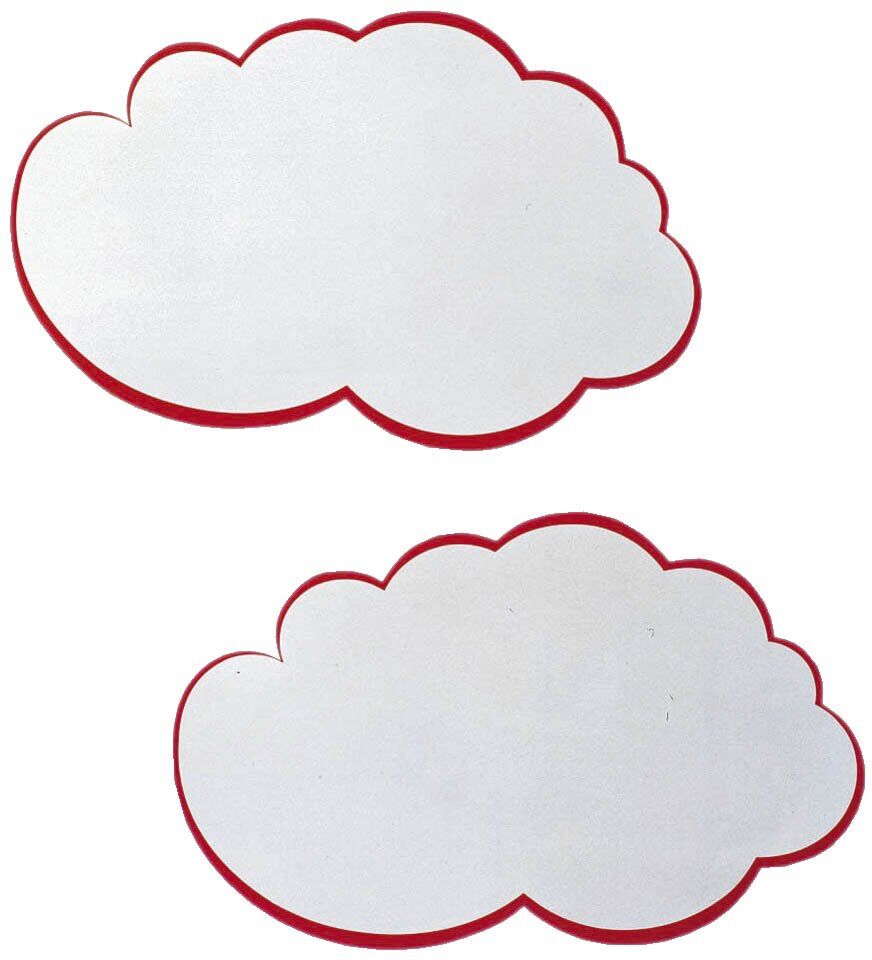 Moderationskarte - Wolke, 420 x 250 mm, weiß mit rotem Rand, 20 Stück
