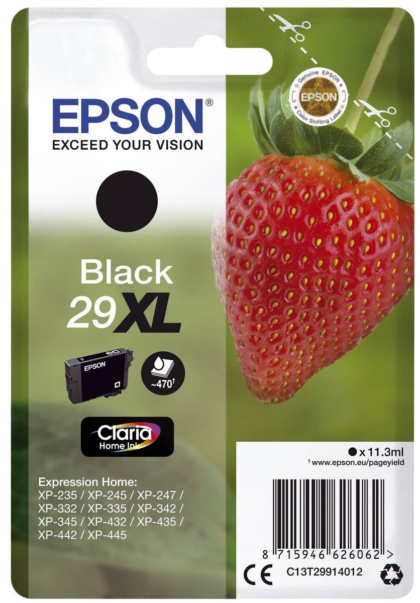 Original Epson Tintenpatrone schwarz (C13T29914012,29XL,T2991,T29914012)
