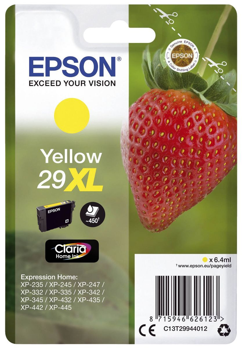 Original Epson Tintenpatrone gelb (C13T29944012,29XL,T2994,T29944012)