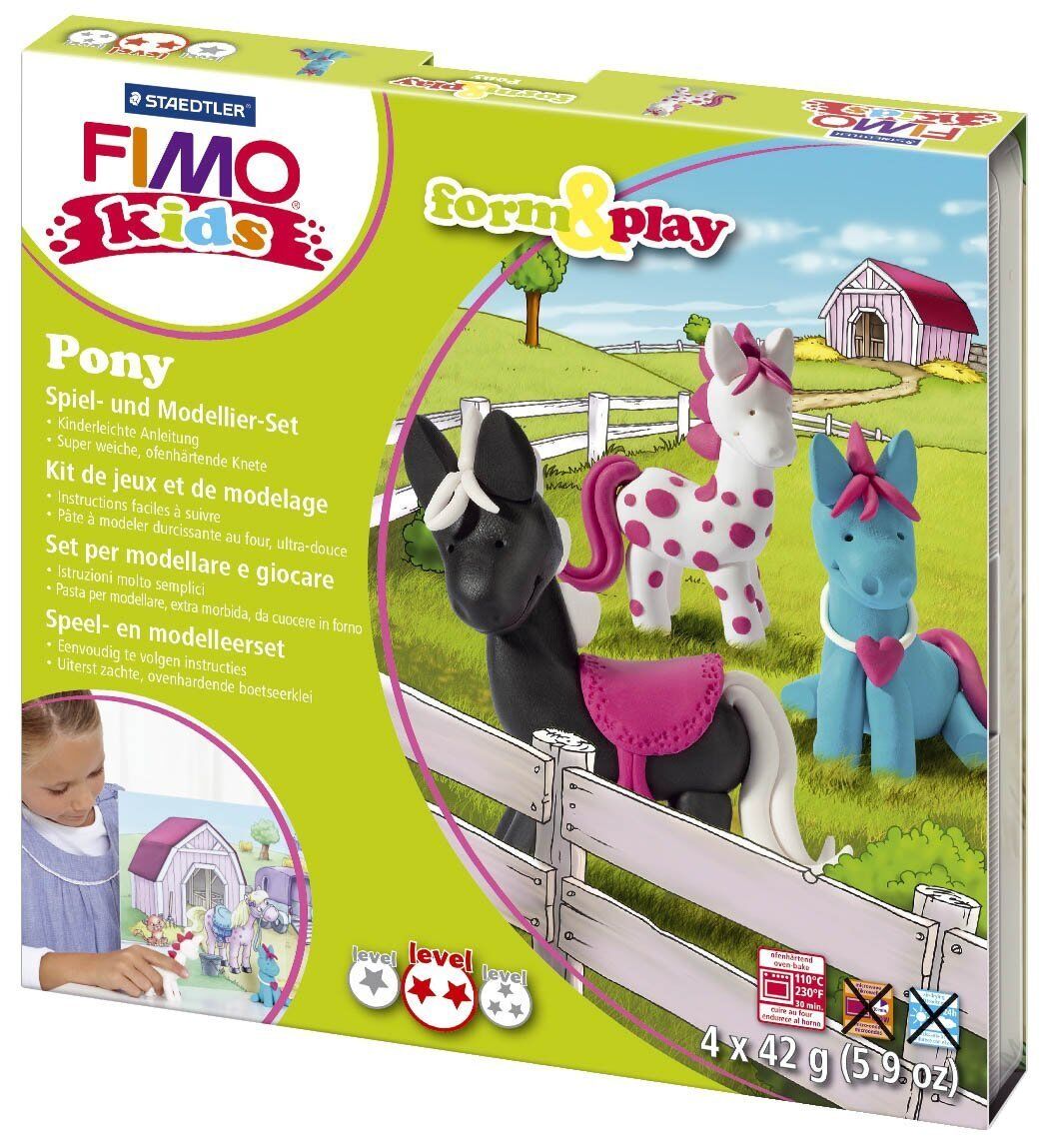 Modelliermasse FIMO Kids Materialpackung Form & Play "Pony", 4 x 42 g