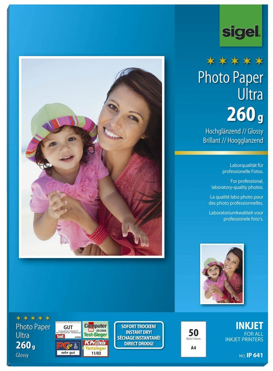 Inkjet Fotopapier Ultra - hochglänzend, 260 g/qm, 50 Blatt
