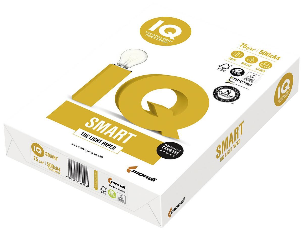IQ smart - A4, 75 g/qm, weiß, 500 Blatt