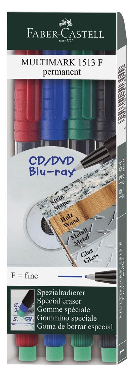CD-Marker MULTIMARK - permanent, F, 4 Farben Etui