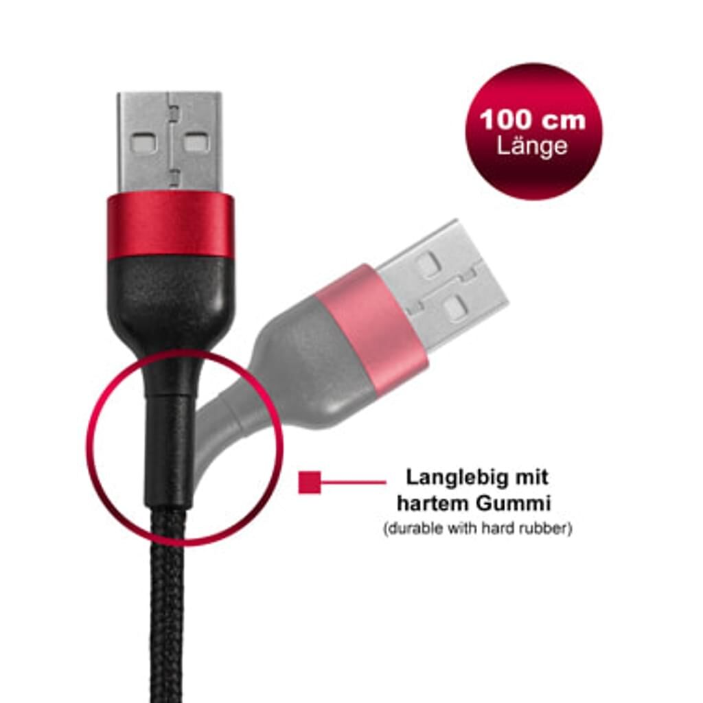Ladekabel 3in1 Anti-Bruch USB Datenkabel (Micro-USB / USB Typ-C / iPhone)