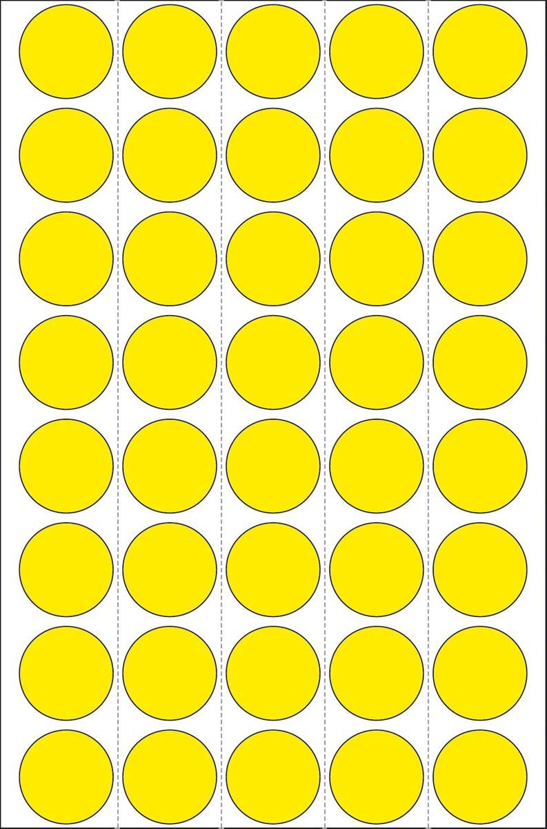 2251 Vielzwecketiketten - gelb, Ø 19 mm, matt, Trägerpapier perforiert, 1280 Stück