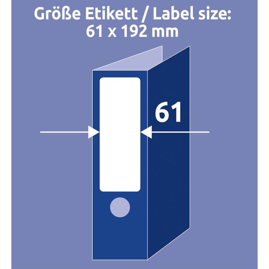 L4761REV-20 Ordner-Etiketten, 61 x 192 mm, breite Ordner (kurz), 30 Bogen/120 Etiketten, weiß